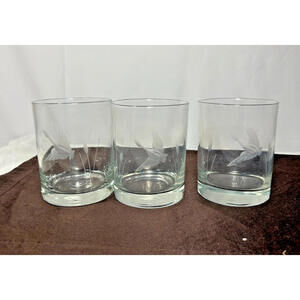 Vintage Libbey Flying Geese Etched Glasses Set of 3 Mid Century Barware